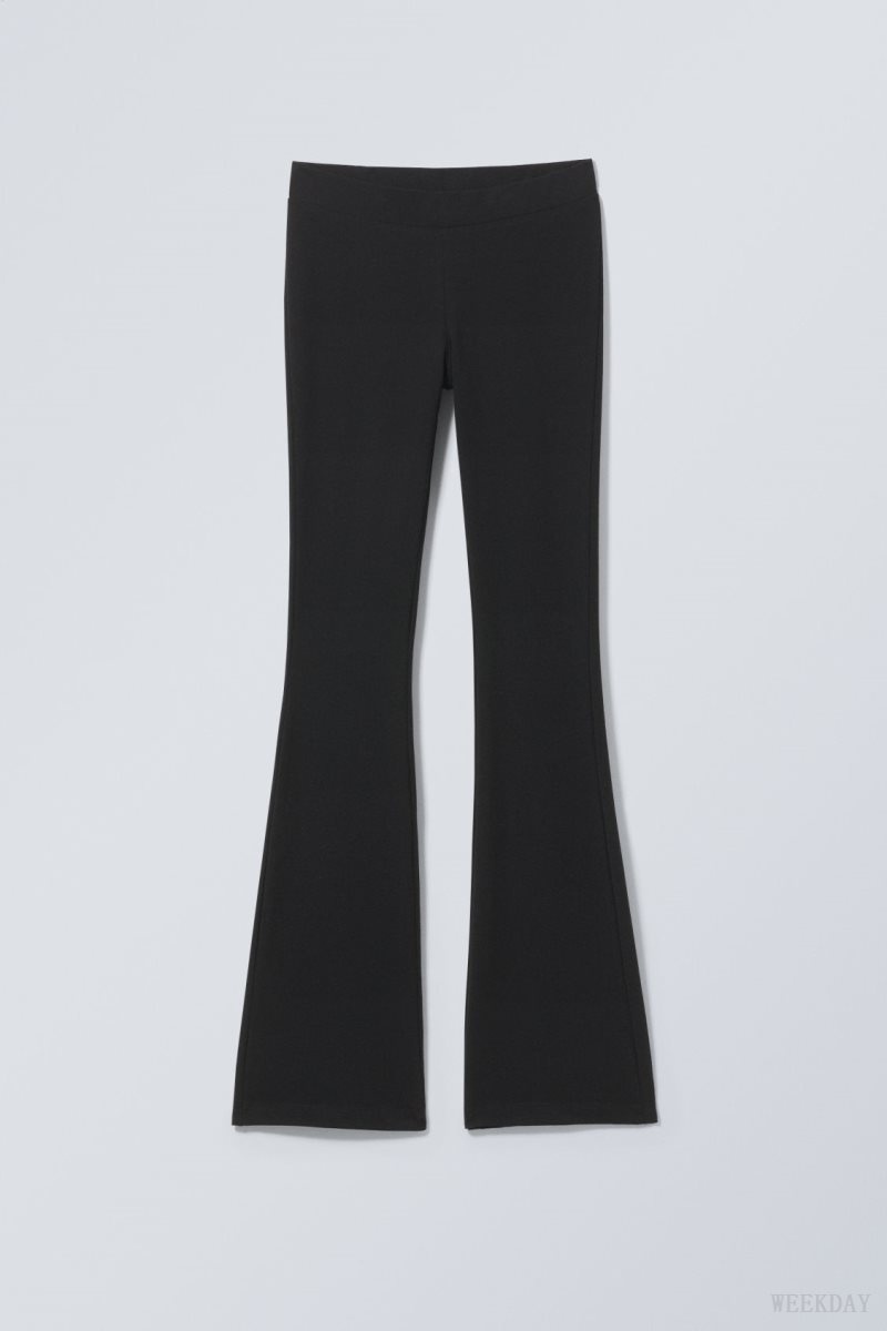 Black Weekday Flared Jersey Trousers | EDNF2906