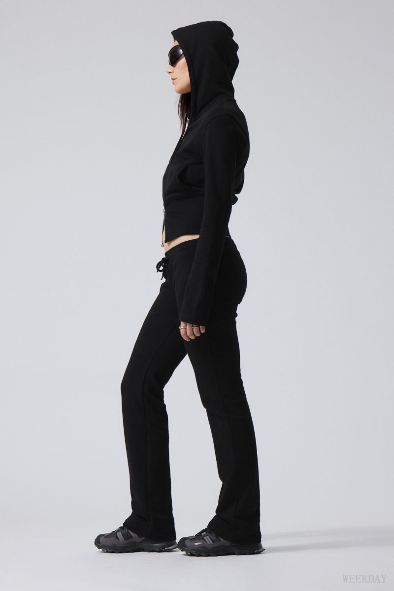 Black Weekday Flared Low Waist Joggers | MTID6179