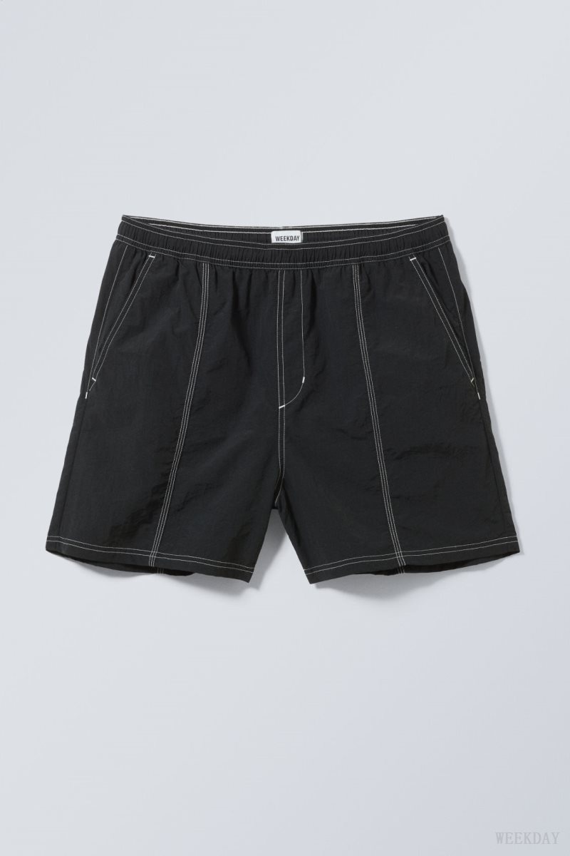 Black Weekday Fred Relaxed Shorts | SBNP8660