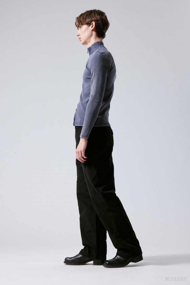 Black Weekday Frej Relaxed Workwear Trousers | FJYN4123