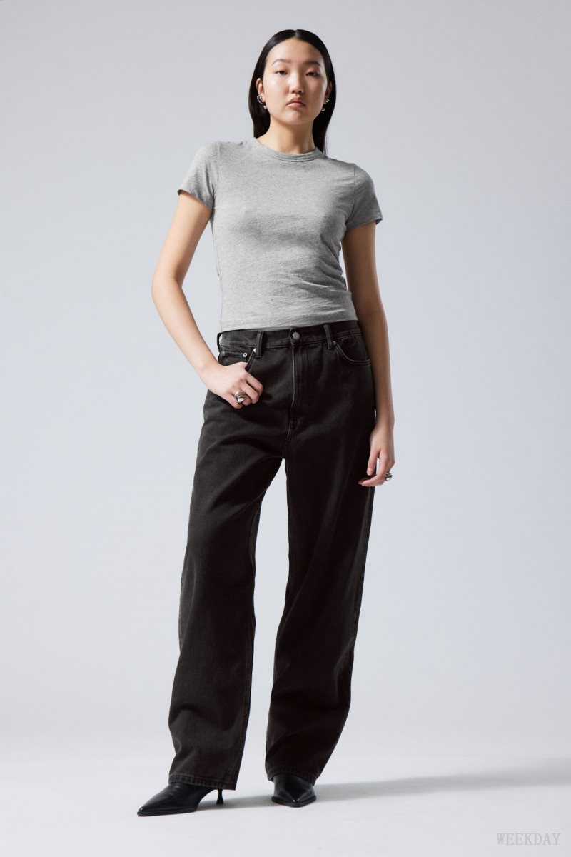 Black Weekday Galaxy Loose Straight Jeans | ZIPE6263