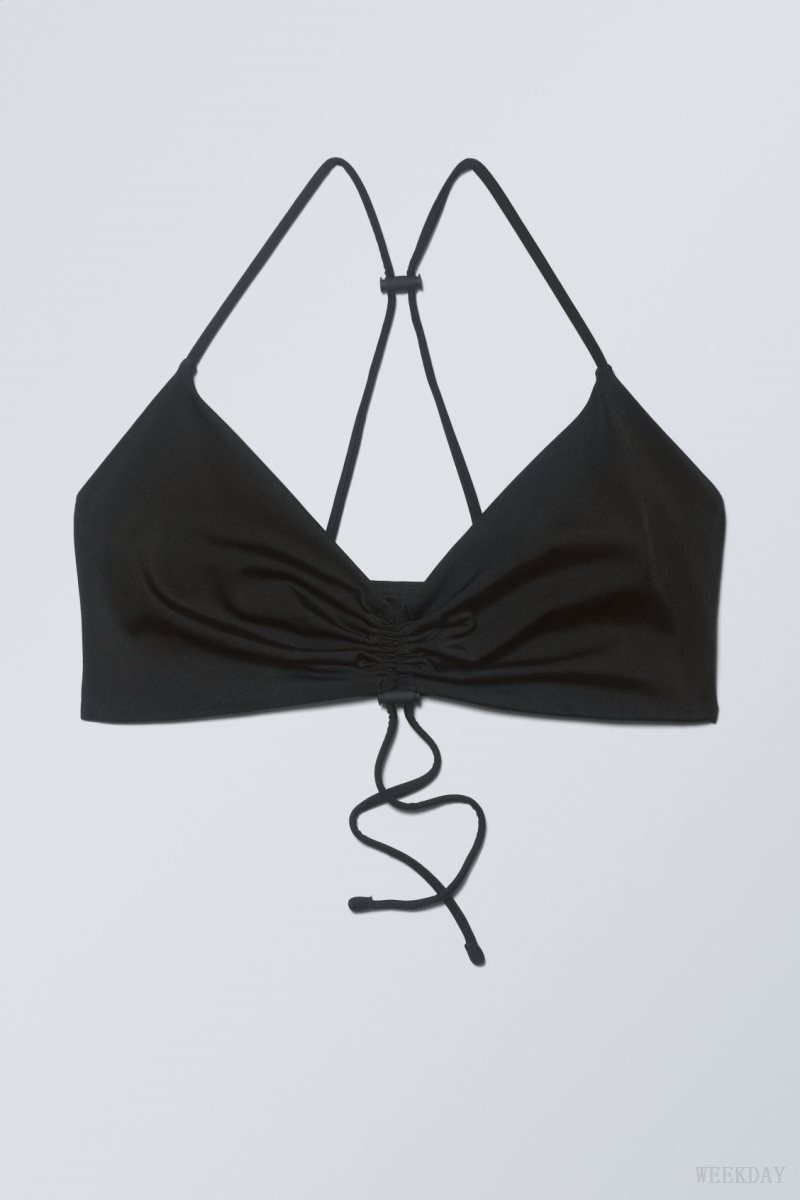 Black Weekday Gathered Bikini Top | CKLW1956