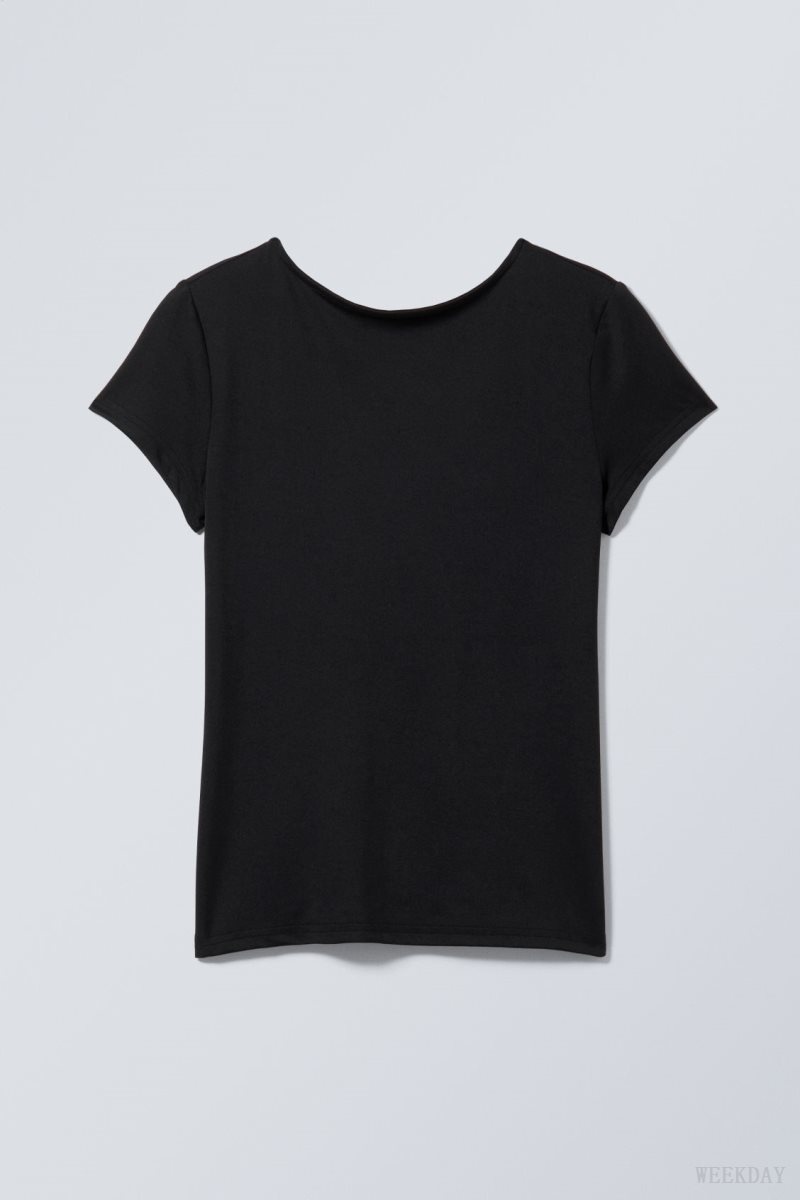 Black Weekday Gizem Open Back T-shirt | REDG0791