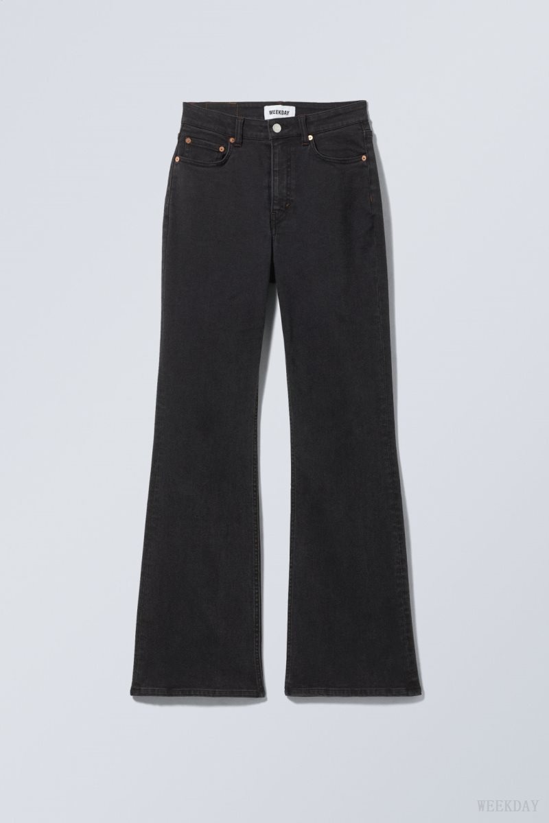 Black Weekday Glow Curve High Flared Jeans | DDNJ3015