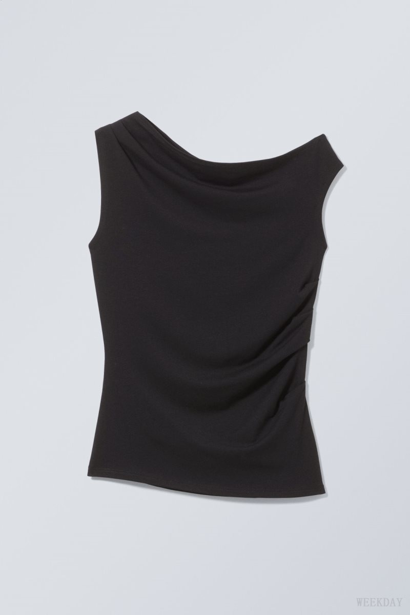 Black Weekday Hera Drape Top | GPVY0102