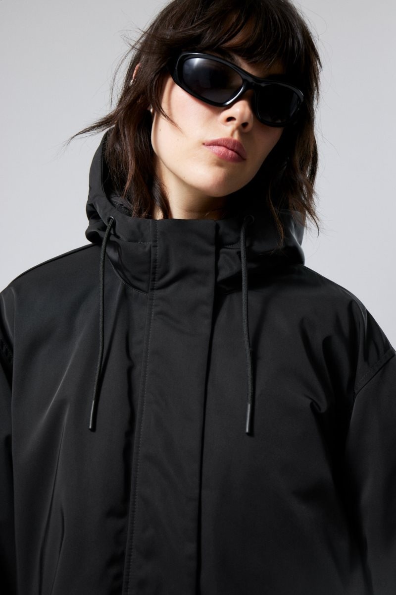 Black Weekday Honey Oversized Padded Jacket | SUWR7204