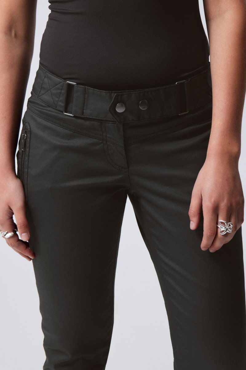 Black Weekday Jackie Low Waist Trousers | GGUO0775