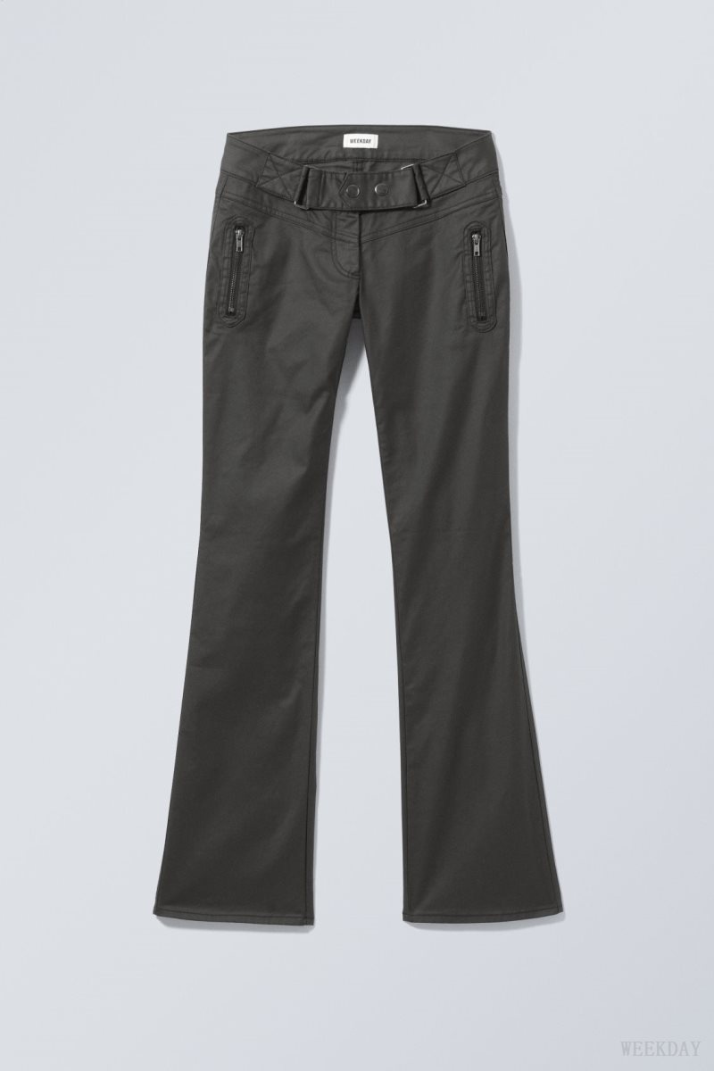 Black Weekday Jackie Low Waist Trousers | GGUO0775