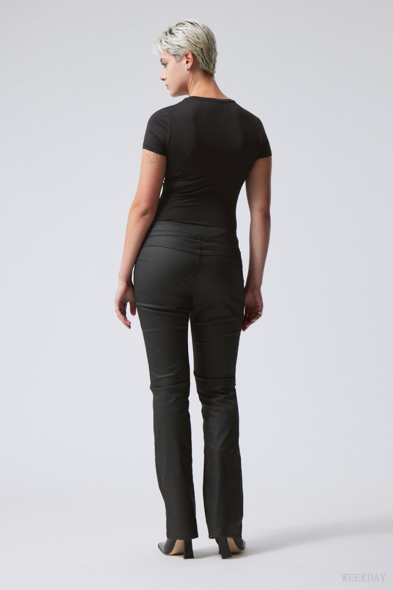 Black Weekday Jackie Low Waist Trousers | GGUO0775