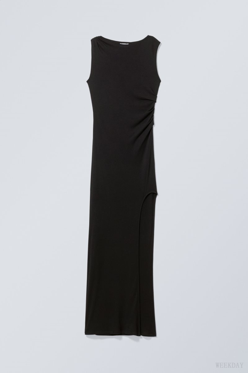 Black Weekday Joan Drape Dress | LNQC1536