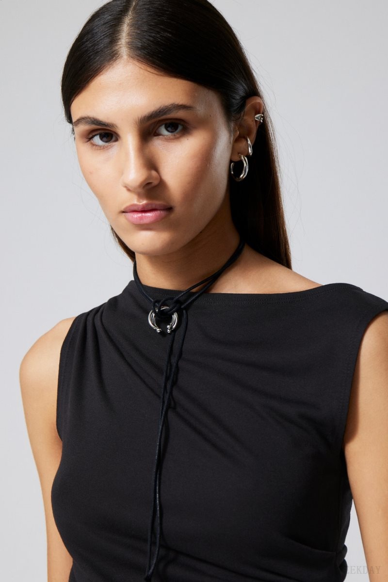 Black Weekday Joan Drape Top | NJAR4453