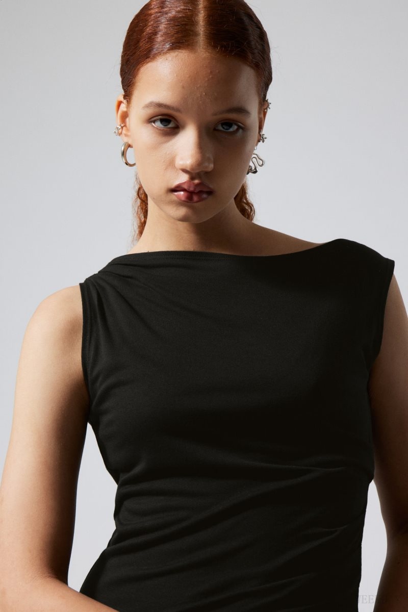 Black Weekday Joan Drape Top | NJAR4453