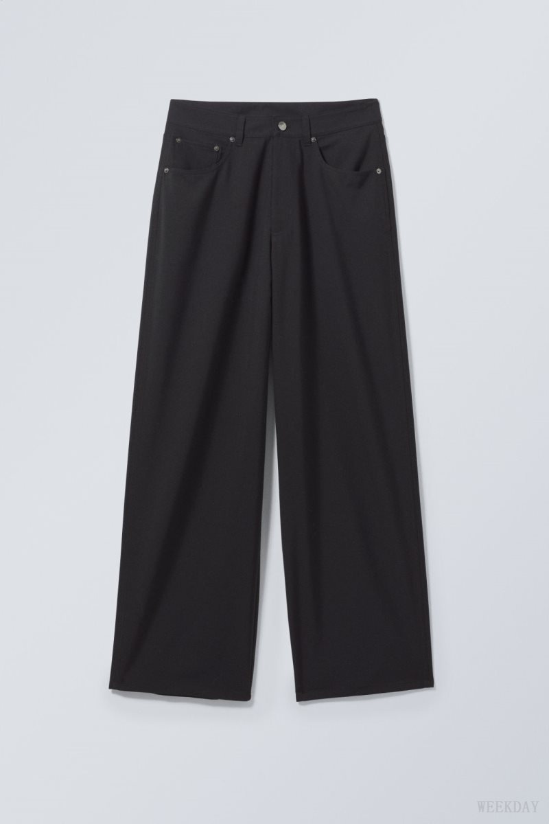 Black Weekday Juun Baggy Trousers | CKCG0250