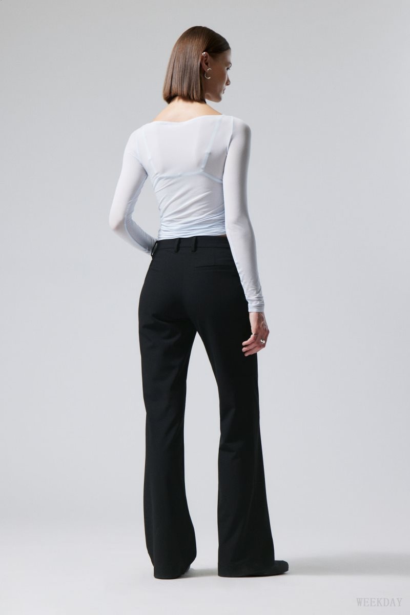 Black Weekday Kate Flared Suiting Trousers | IFDL2803