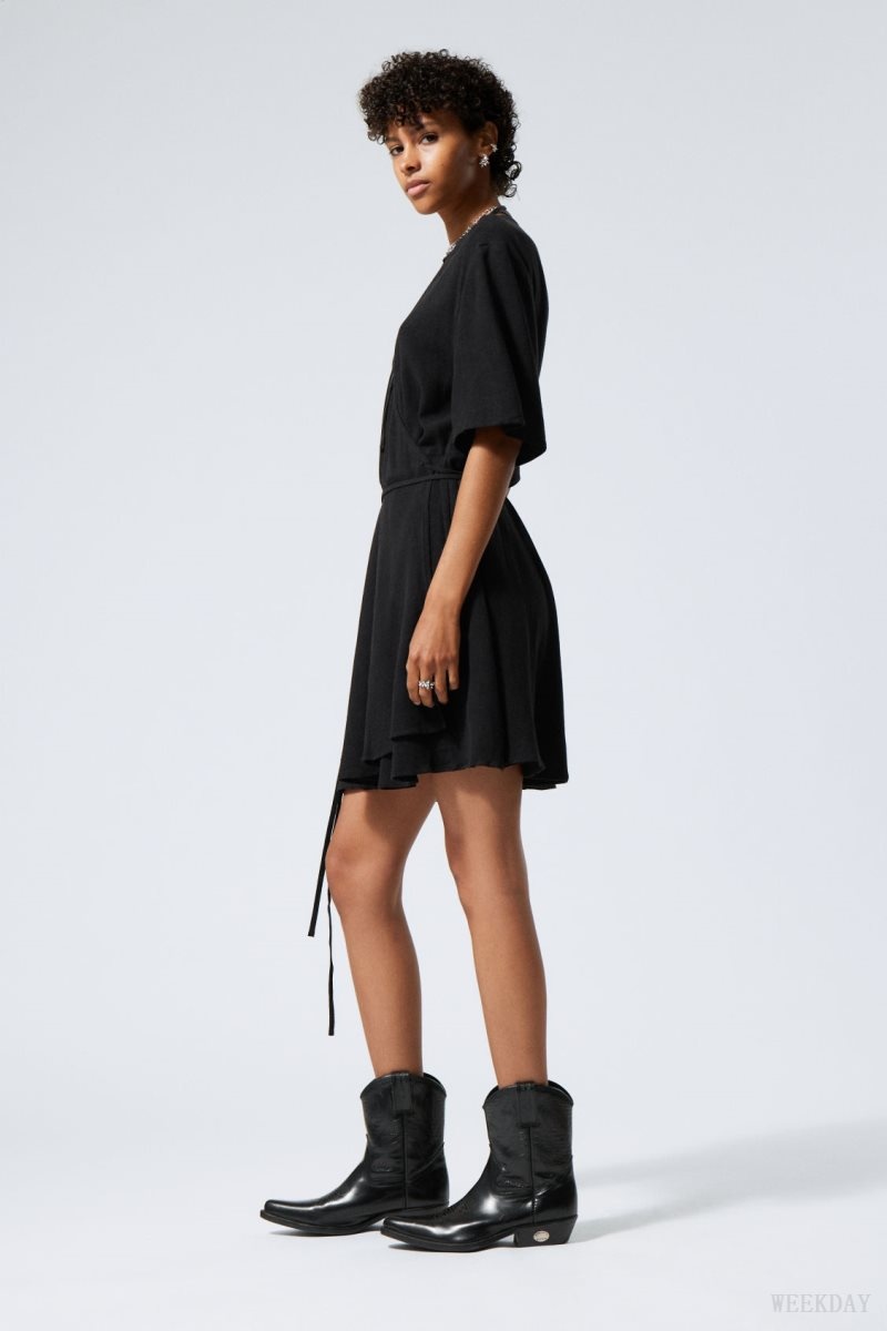 Black Weekday Kimberly Linen Mix Dress | PDNW6058