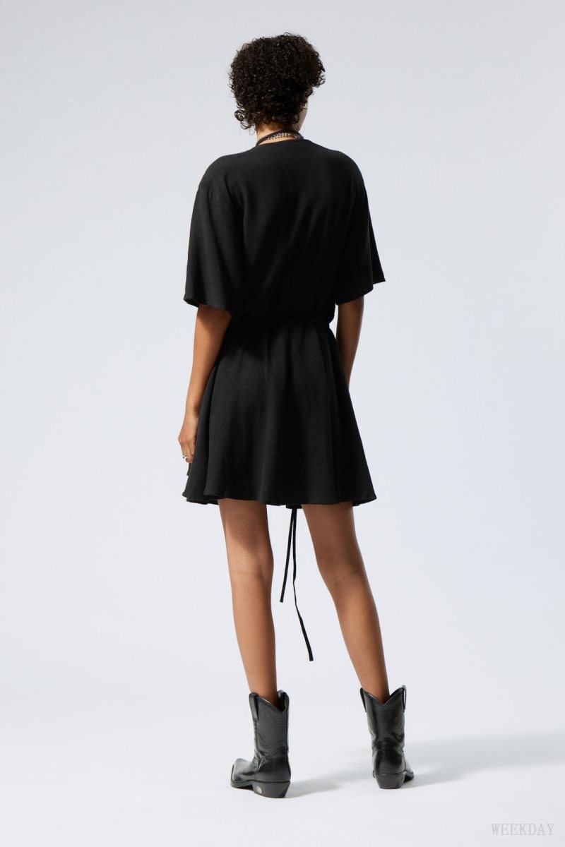 Black Weekday Kimberly Linen Mix Dress | PDNW6058