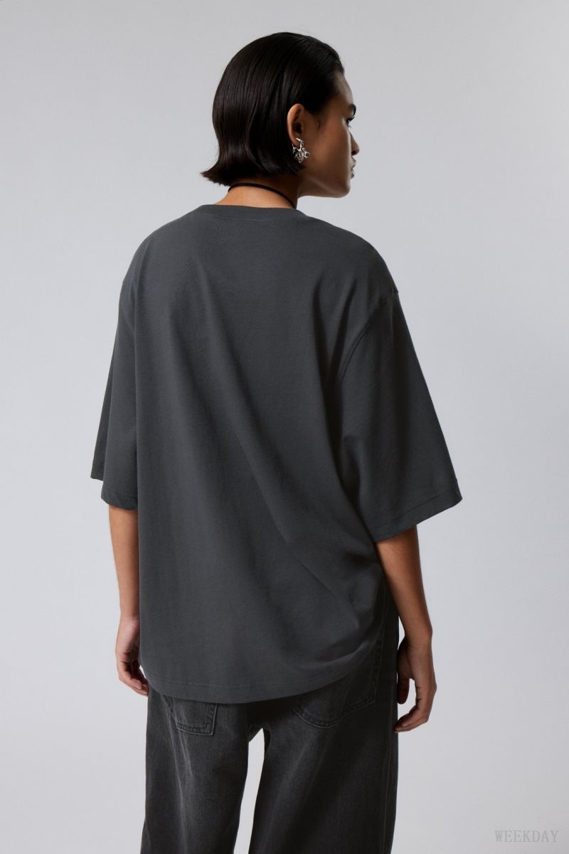 Black Weekday Loose Oversized Fit T-shirt | BYXC5701