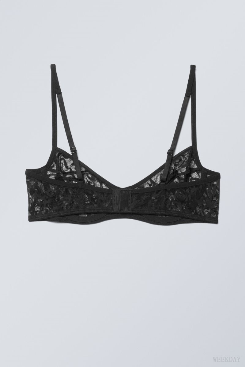 Black Weekday Lucy Lace Underwire Bra Bra | EXHH3610