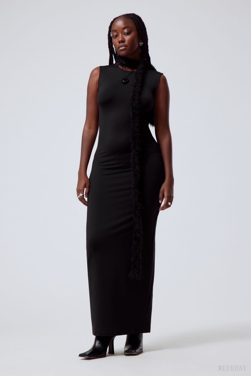 Black Weekday Lucy Open Back Dress | OTNH3863