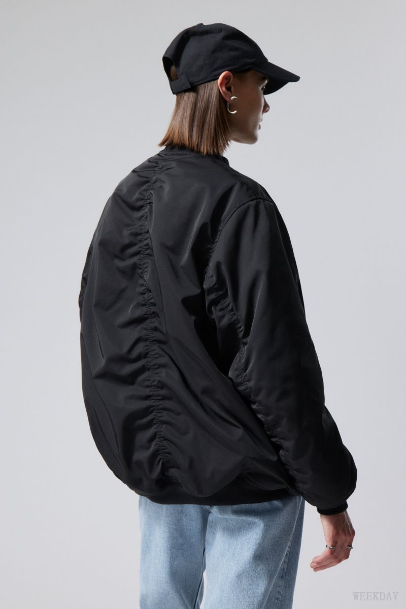 Black Weekday Lui Oversized Bomber Jacket | OKQD4663