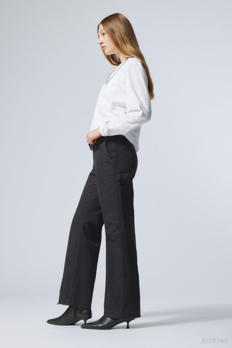 Black Weekday Mace Carpenter Trousers | QNZS2482