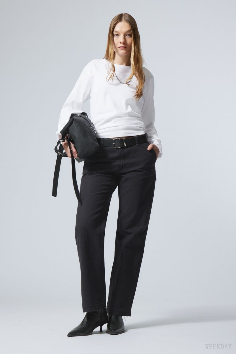 Black Weekday Mace Carpenter Trousers | QNZS2482