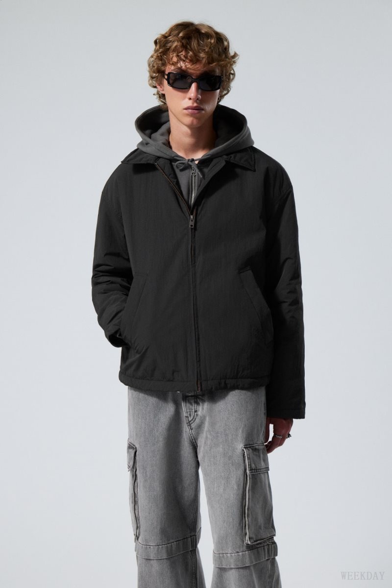 Black Weekday Martin Nylon Jacket | TCFY1339