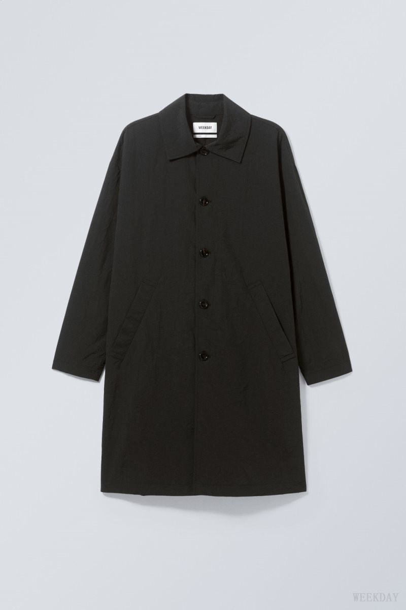 Black Weekday Matty Oversized Nylon Coat | EHYX9485