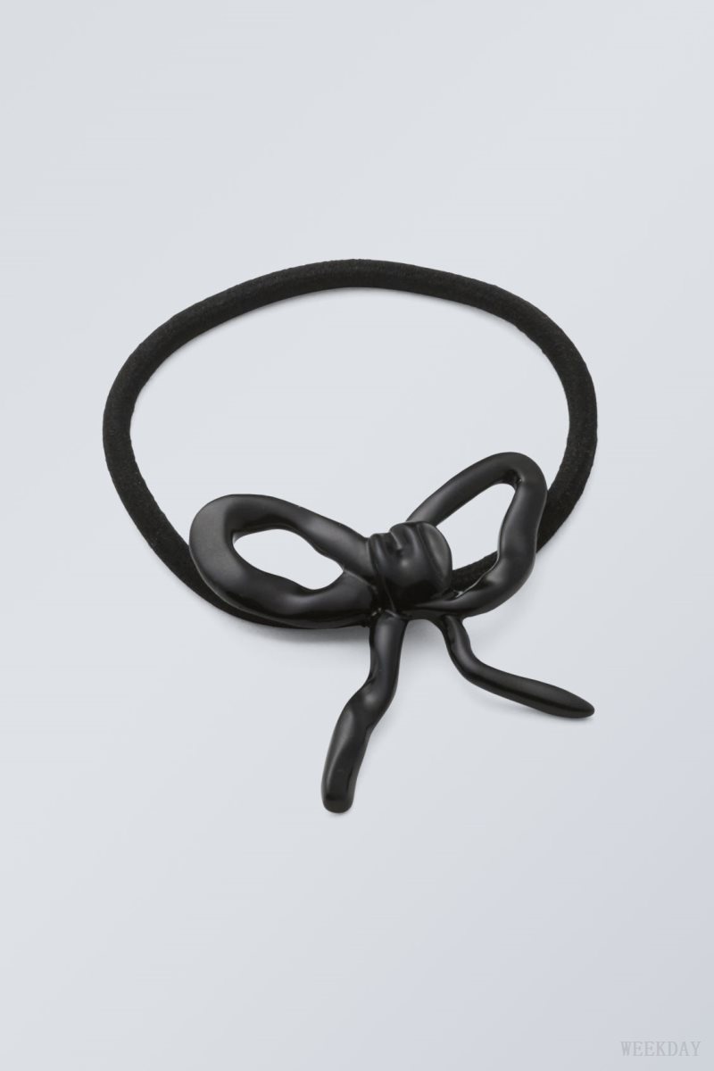 Black Weekday Metal Bow Hair Elastic | ZRGB5506