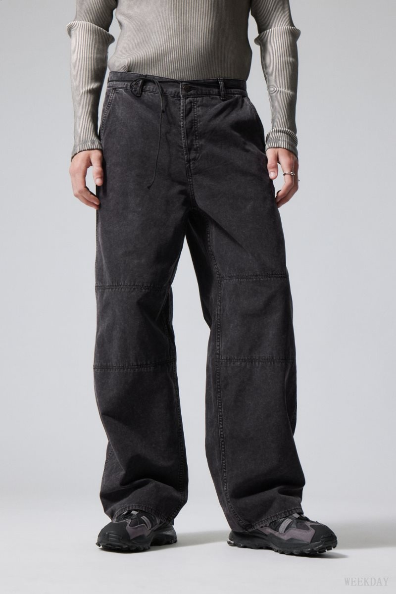 Black Weekday Micha Loose Workwear Trousers | ABXG8202