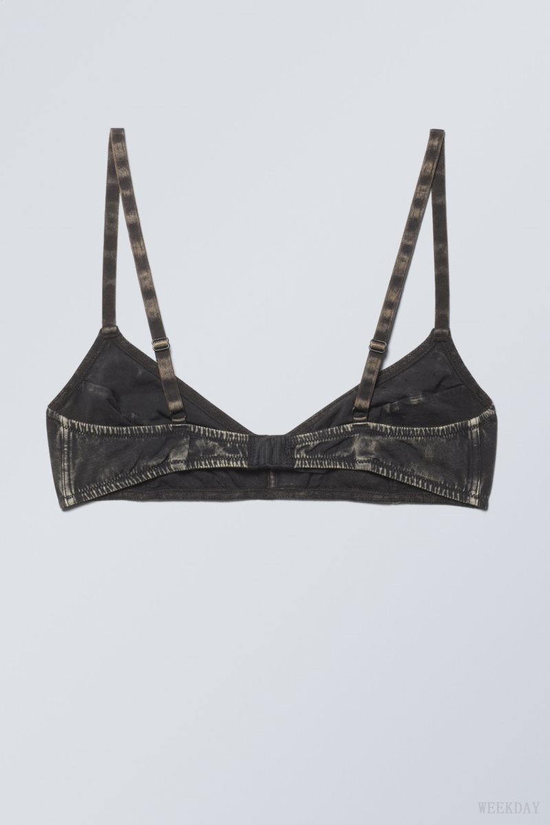 Black Weekday Miley Washed Cotton Bra Bra | WYAN8675