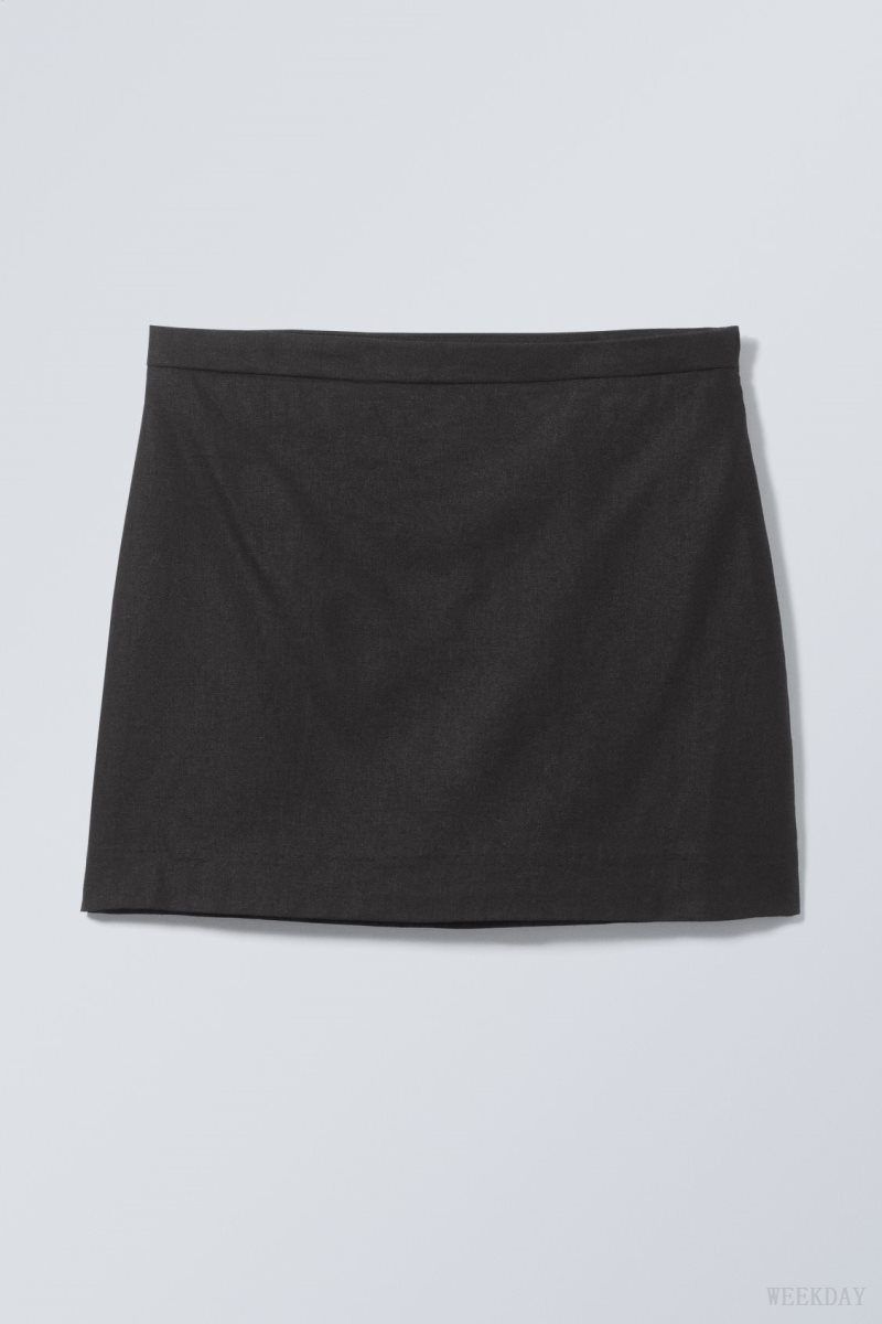 Black Weekday Millie Linen Mix Mini Skirt | MSEV5497