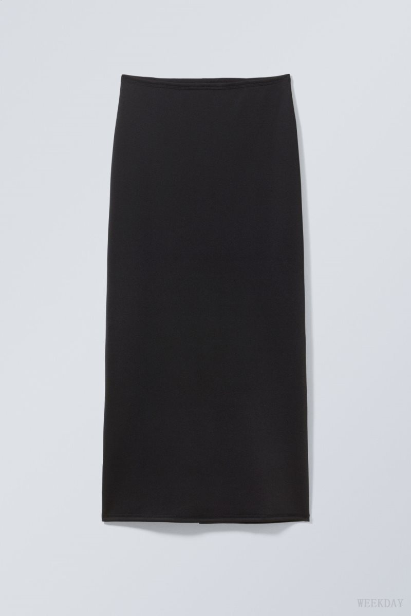 Black Weekday Minimal Long Skirt | JKPT9648