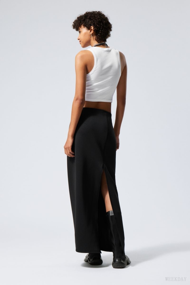 Black Weekday Minimal Long Skirt | JKPT9648