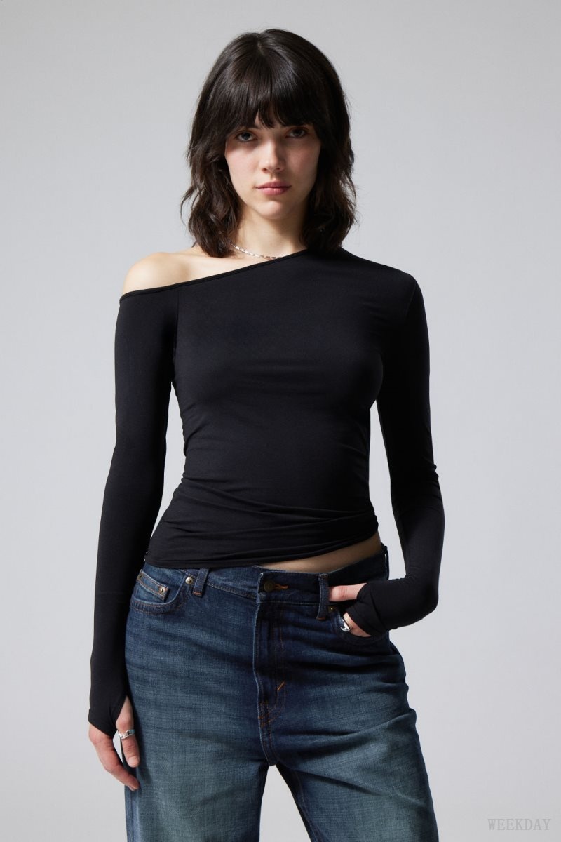 Black Weekday Myra Seamless Longsleeve Top | AEQV8705