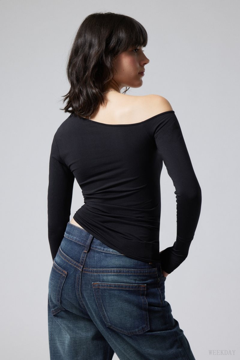 Black Weekday Myra Seamless Longsleeve Top | AEQV8705