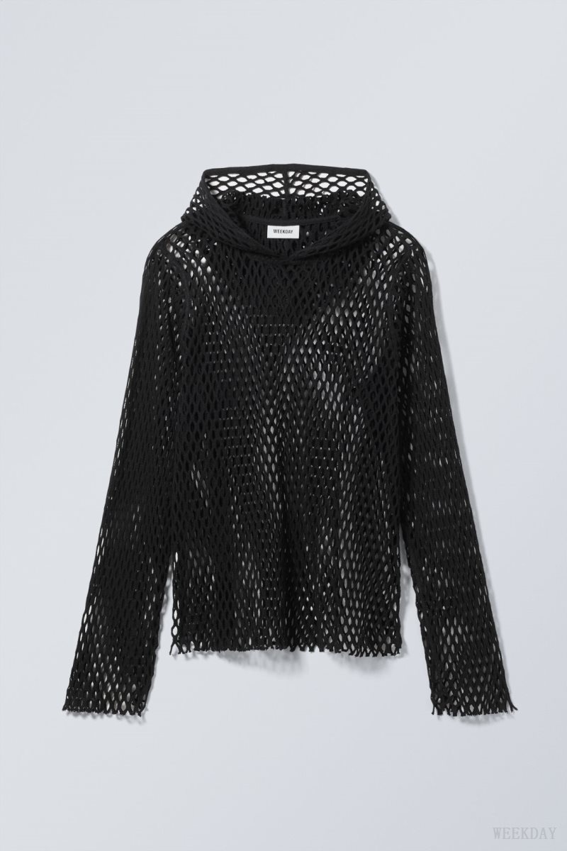 Black Weekday Net Hoodie | ZBKR6527