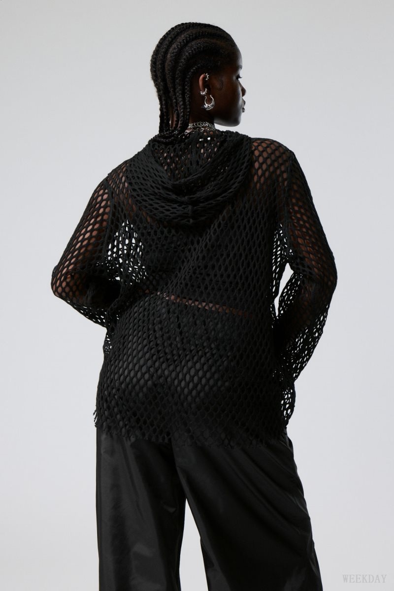 Black Weekday Net Hoodie | ZBKR6527