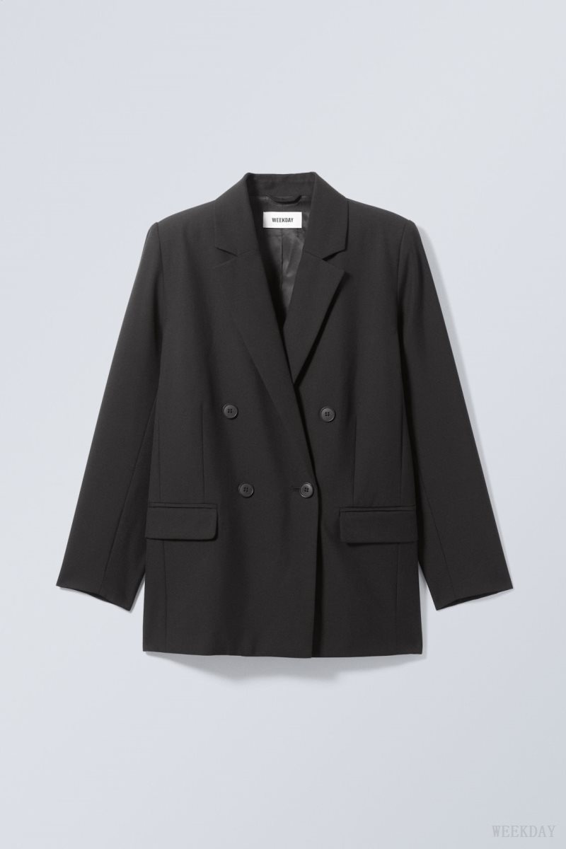 Black Weekday Norma Double Breasted Blazer | WIFE9114