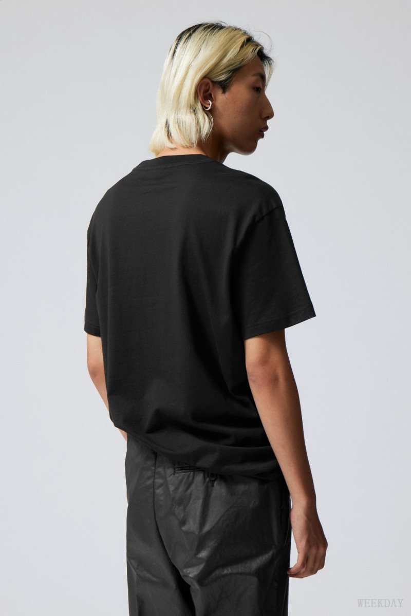 Black Weekday Oversized Graphic Printed T-shirt | BMKX3380