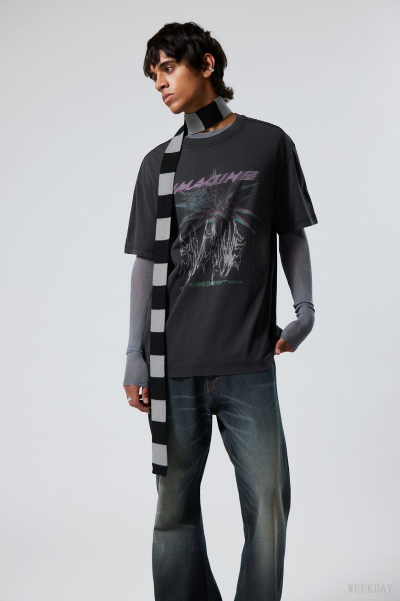 Black Weekday Oversized Graphic Printed T-shirt | ZGRE5354