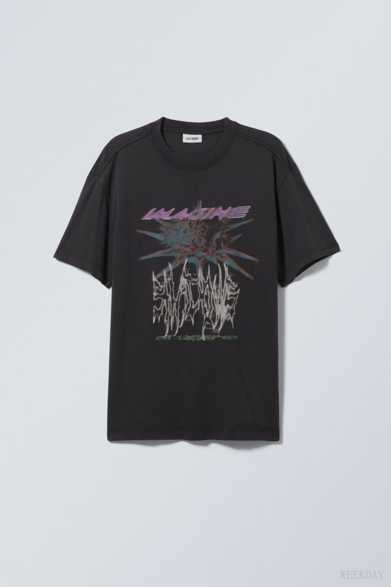 Black Weekday Oversized Graphic Printed T-shirt | ZGRE5354