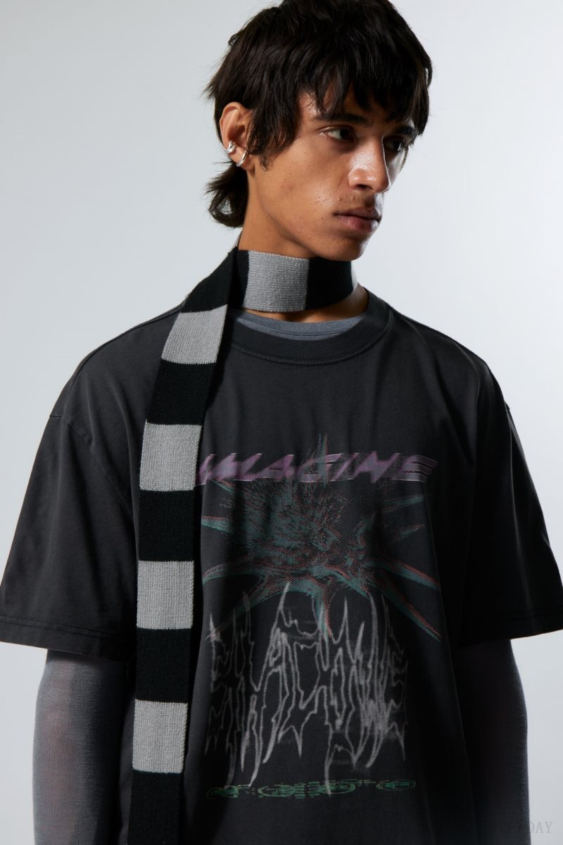 Black Weekday Oversized Graphic Printed T-shirt | ZGRE5354