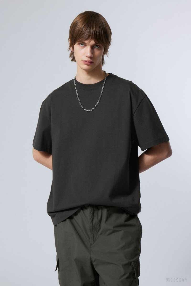 Black Weekday Oversized Heavyweight T-shirt | ZKSF5282