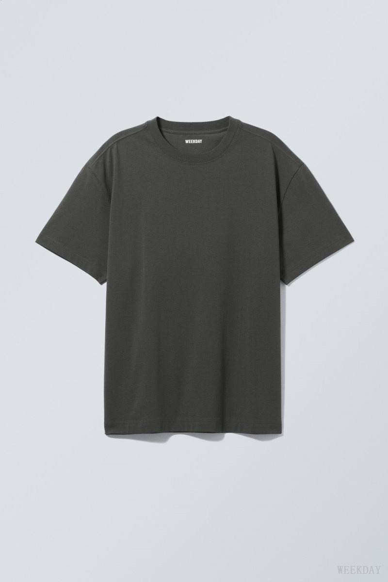 Black Weekday Oversized Heavyweight T-shirt | ZKSF5282