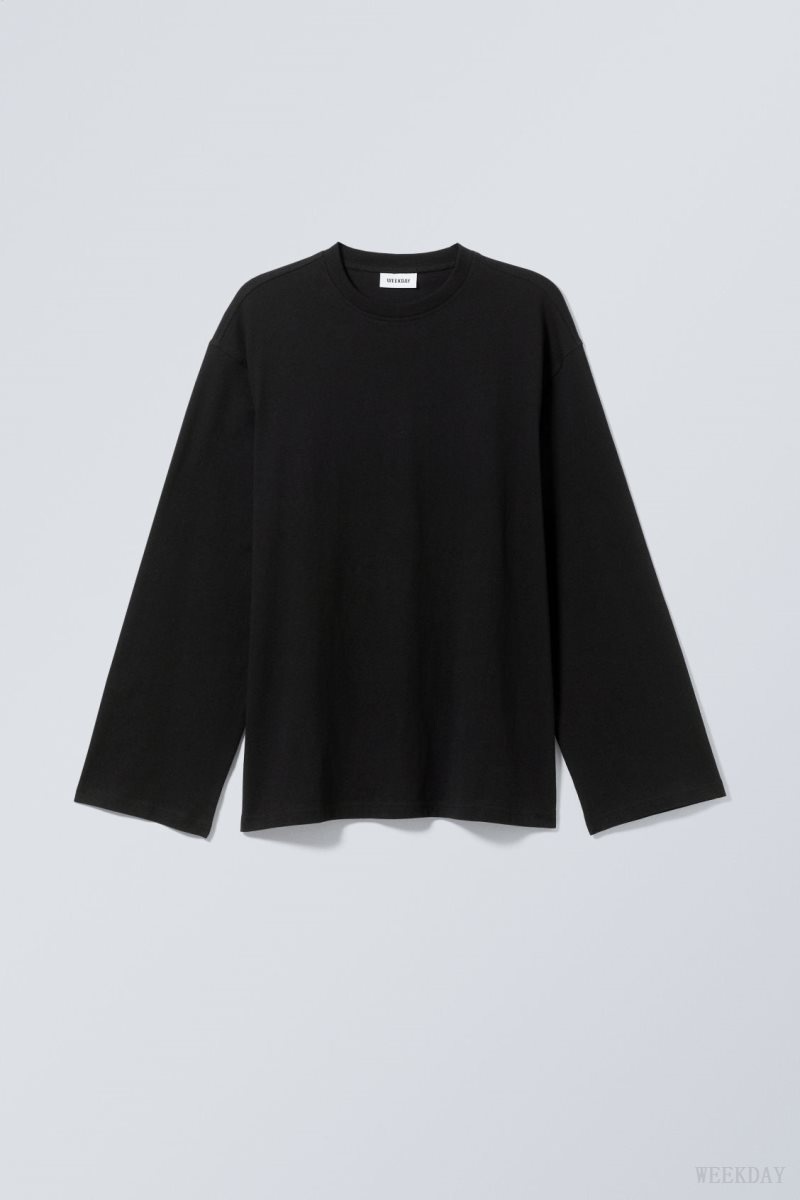 Black Weekday Oversized Long Sleeve T-shirt | UNTG8872