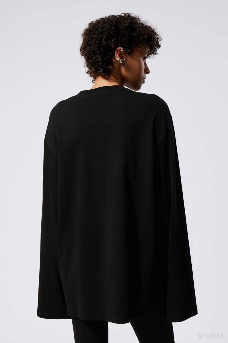 Black Weekday Oversized Long Sleeve T-shirt | UNTG8872