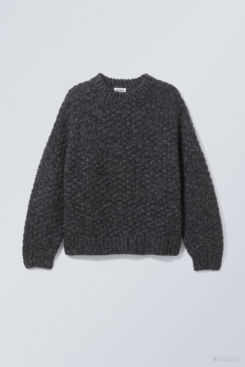 Black Weekday Oversized Wool Blend Sweater | IRSG3989