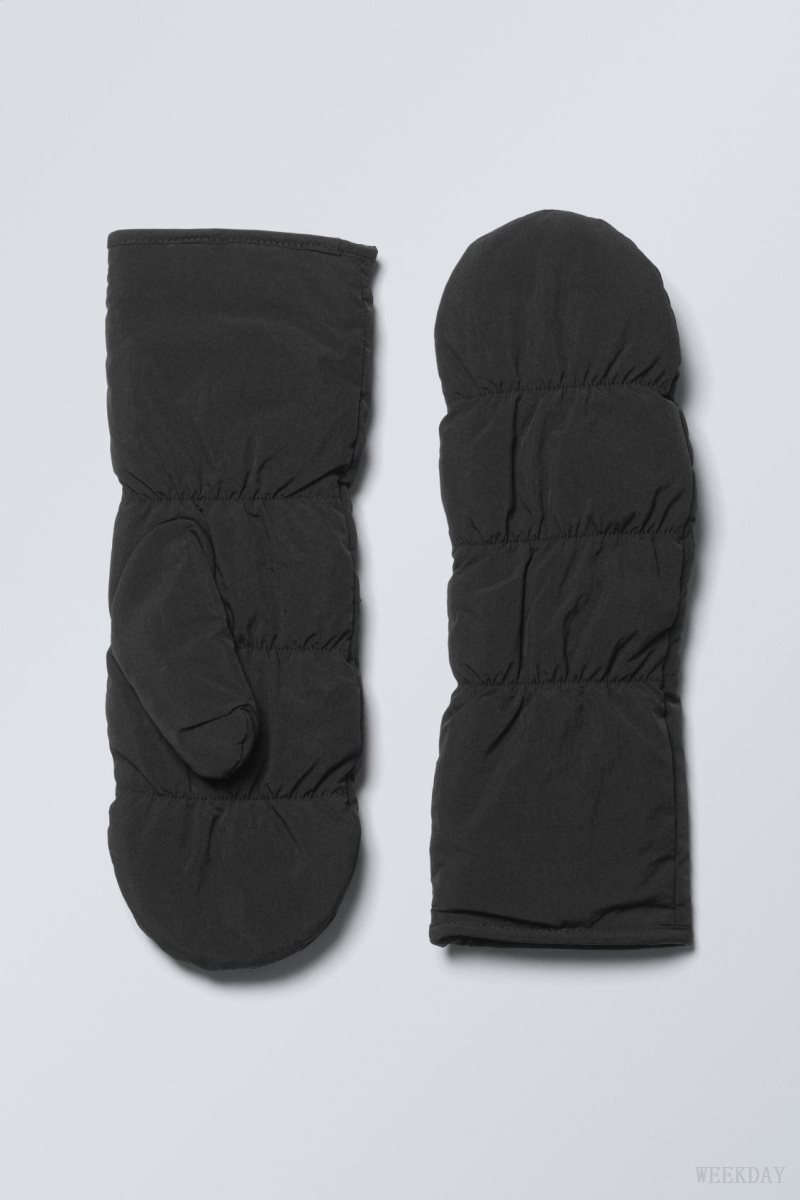 Black Weekday Padded Mittens | XEQE3081