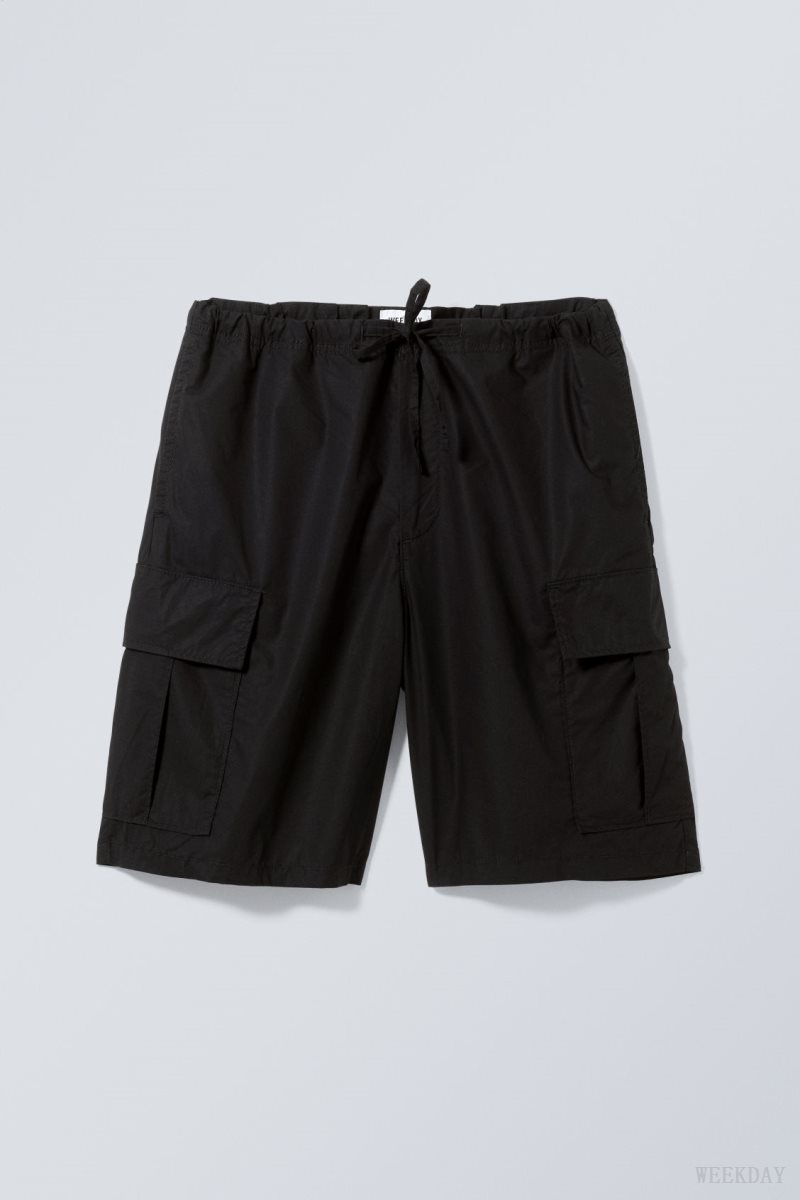 Black Weekday Parachute Loose Cargo Shorts | KYRC0245